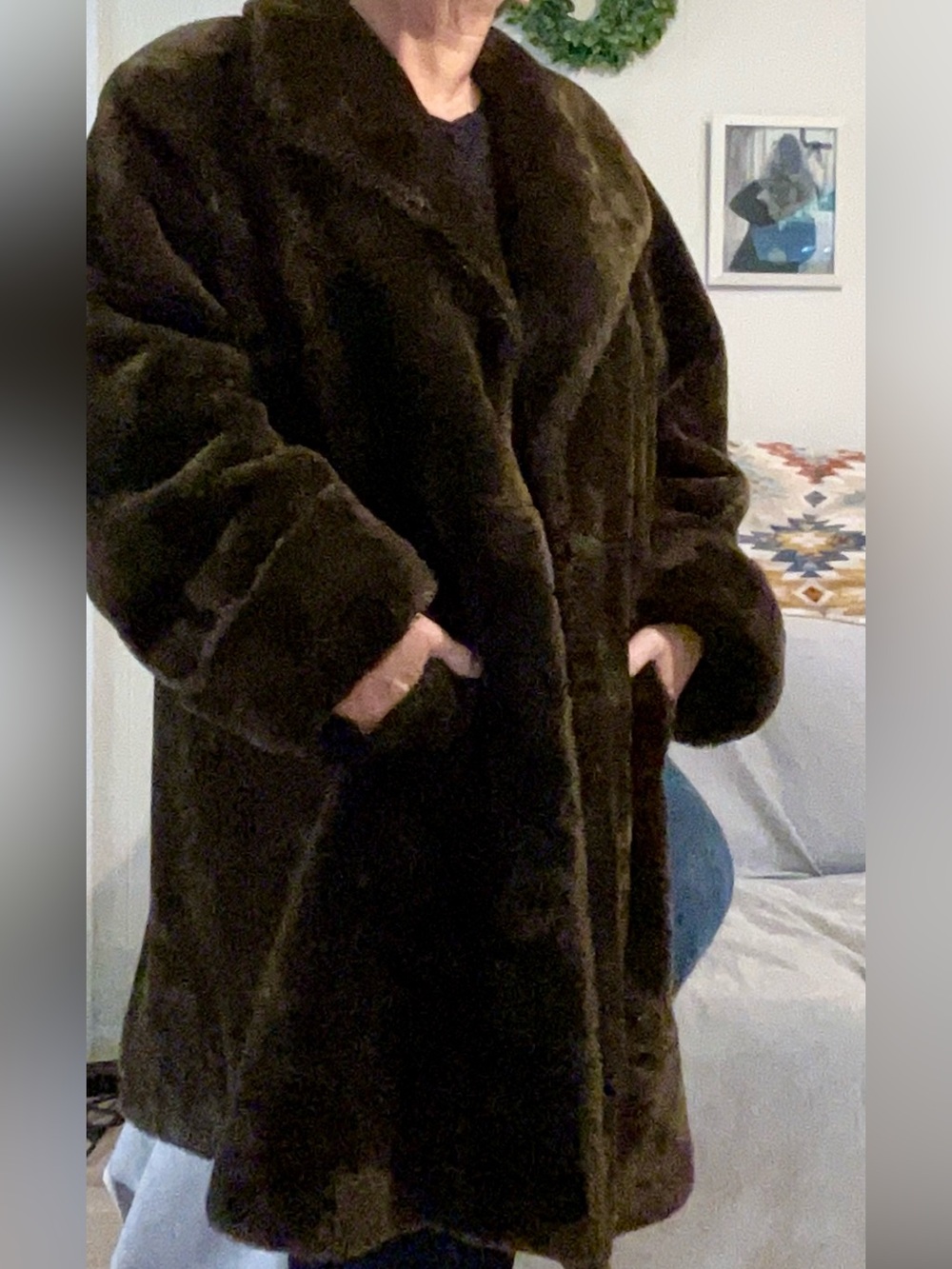 ❄️ Pamela McCoy Chocolate Brown Faux Fur Coat